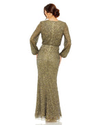 Mac Duggal 10044 Long Sleeve Beaded Blouson Dress
