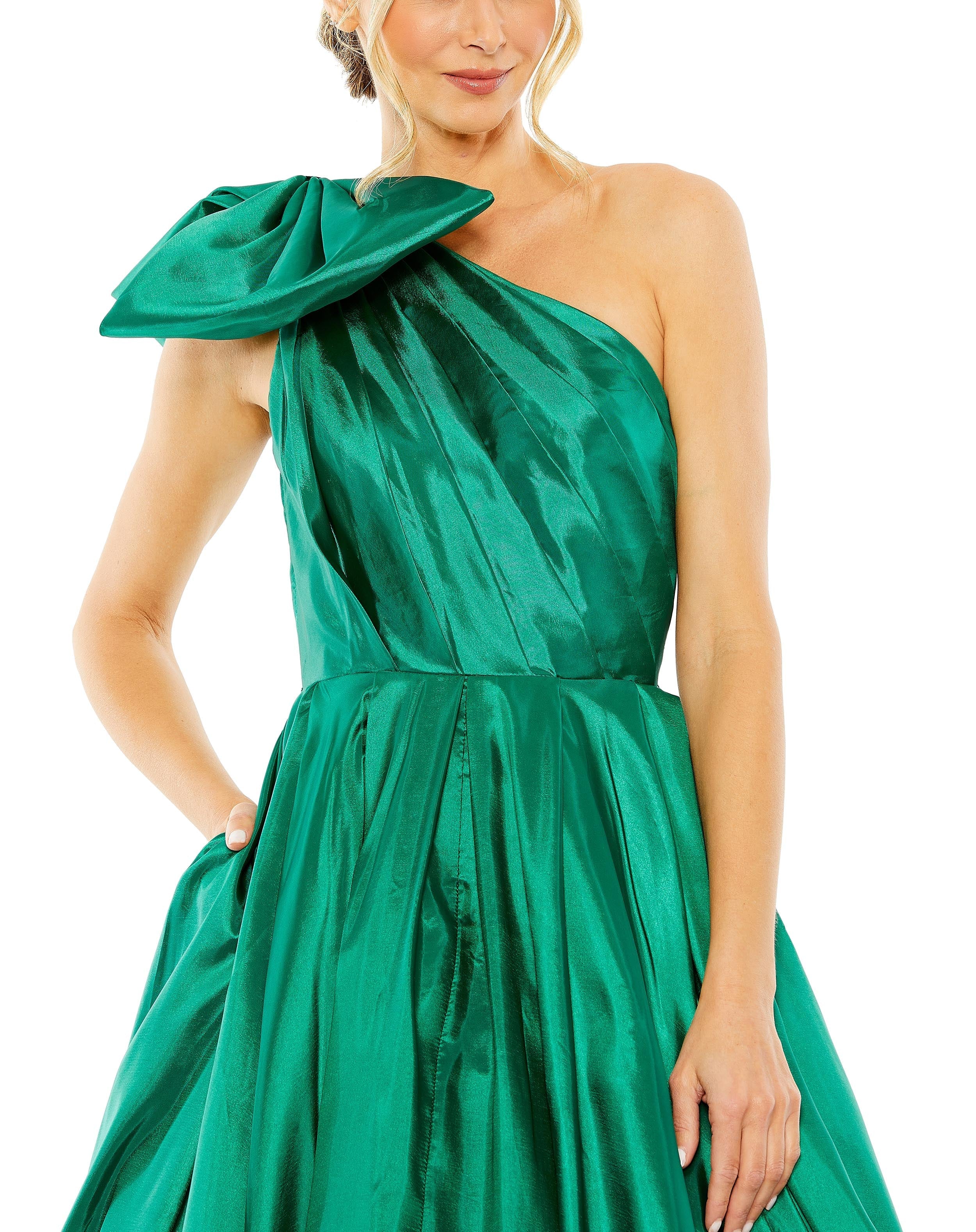 Mac Duggal 11599 Long One Shoulder Bow Detail Ball Gown
