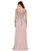 Mac Duggal 20478 High Neck Long Sleeve Embellished A Line Dress