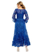 Mac Duggal 20512 Long Puff Sleeve Tea Length Dress