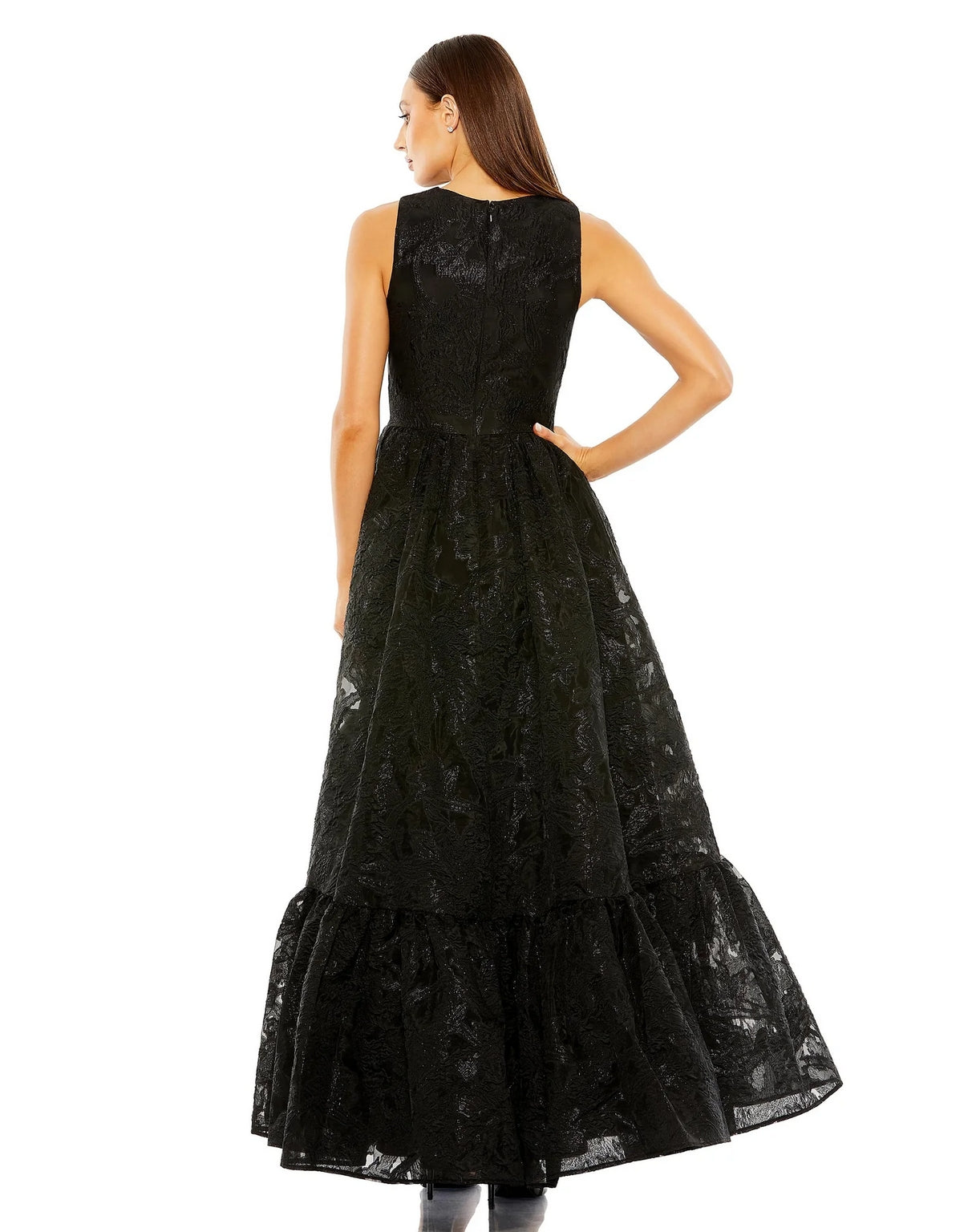 Mac Duggal 20714 Sleeveless High Low Brocade Dress