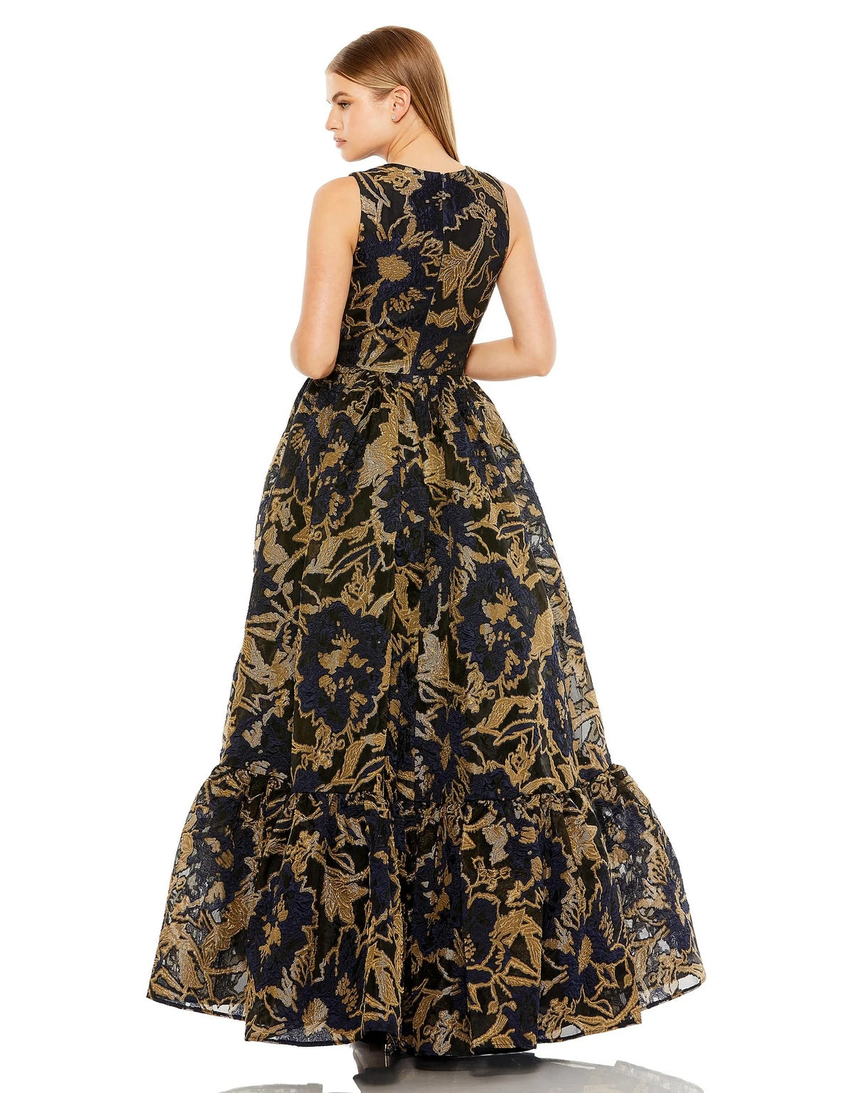 Mac Duggal 20714 Sleeveless High Low Brocade Dress