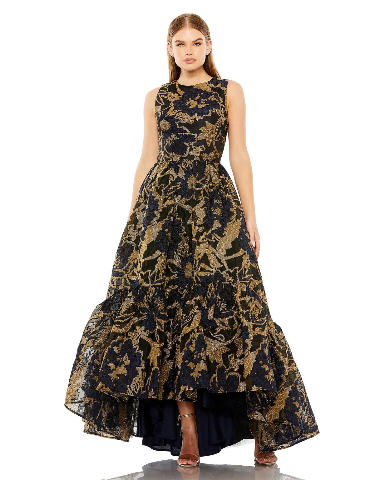 Mac Duggal 20714 Sleeveless High Low Brocade Dress