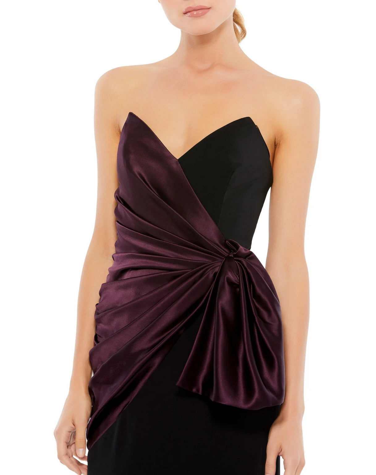 Mac Duggal 2648 Long Two Tone Draped Strapless Trumpet Dress