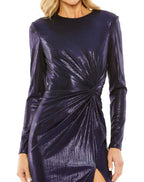 Mac Duggal 27161 Long Sleeve Metallic Short Dress
