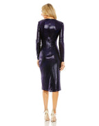 Mac Duggal 27161 Long Sleeve Metallic Short Dress