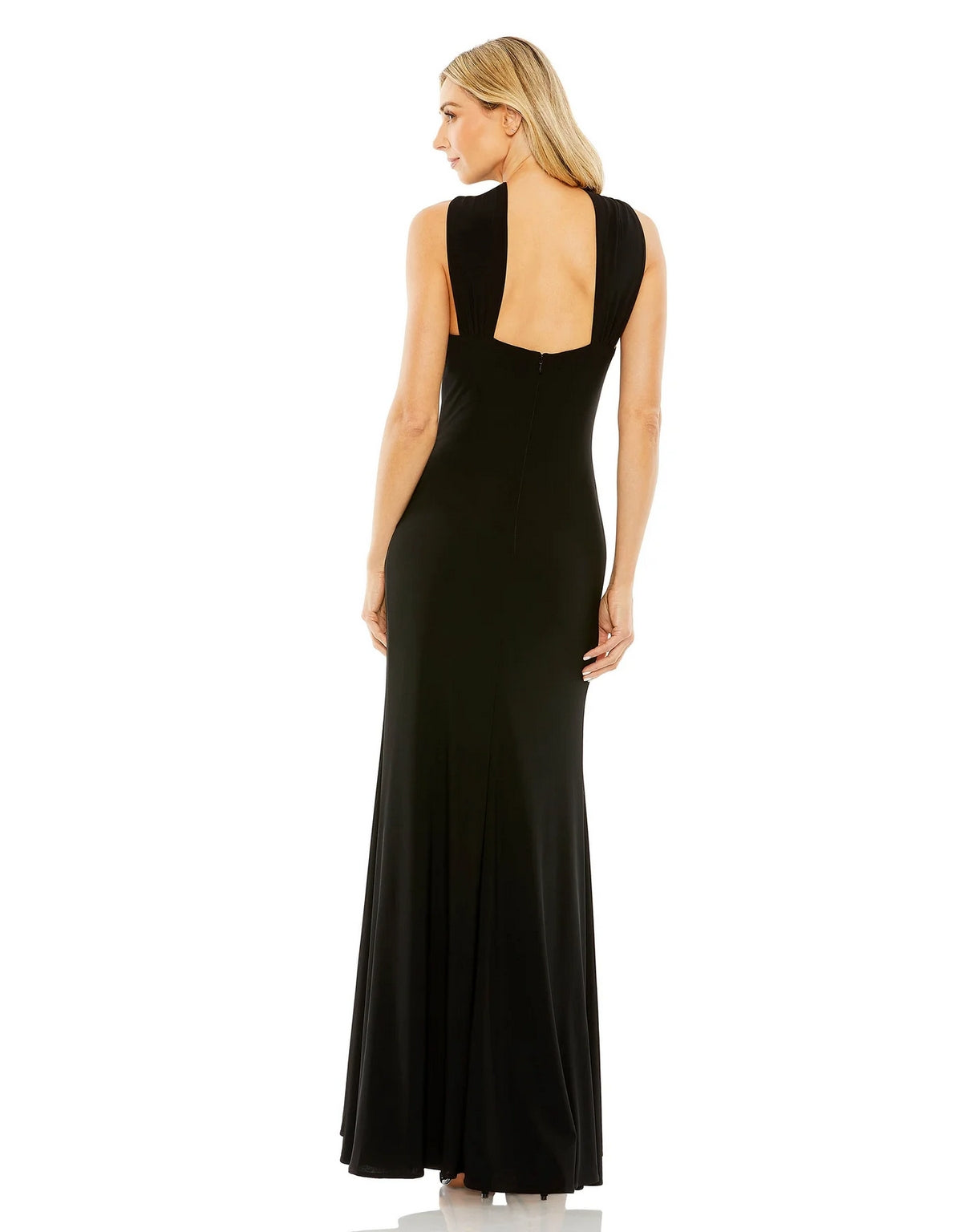 Mac Duggal 49755 Long Knotted Halter Neck Keyhole Jersey Dress