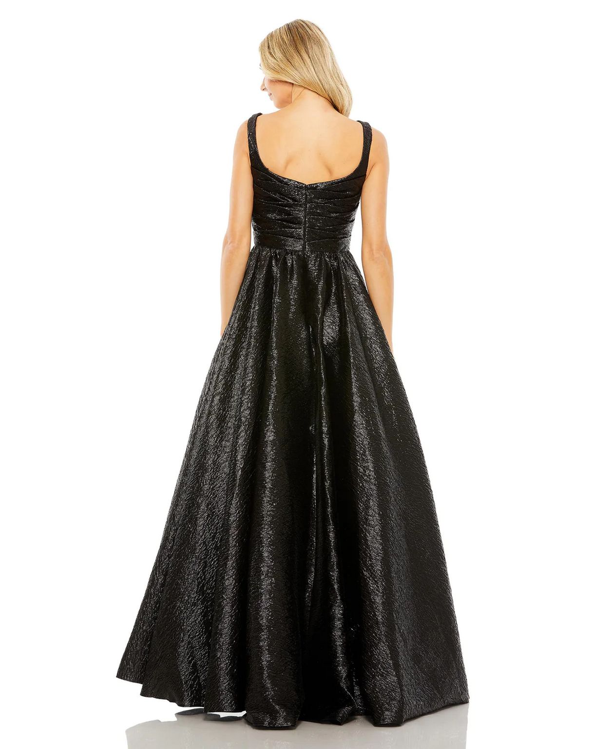 Mac Duggal 68349 Long Metallic Pleated Bodice Ball Gown