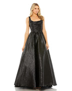 Mac Duggal 68349 Long Metallic Pleated Bodice Ball Gown