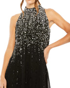 Mac Duggal 9225 Halter Sequin Embellished Trapeze A Line Short Dress
