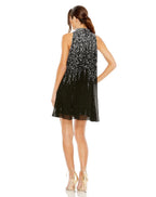 Mac Duggal 9225 Halter Sequin Embellished Trapeze A Line Short Dress